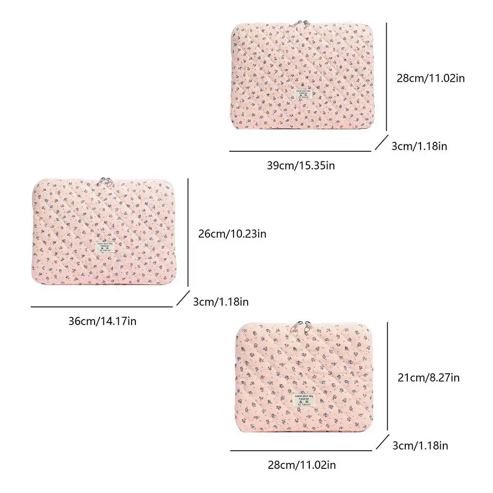 Etui na laptopa z kwiatowym wzorem, pikowane etui na notebooka, ochronne, urocze etui na komputer do laptopów i tabletów o przekątnej 11-15 cali