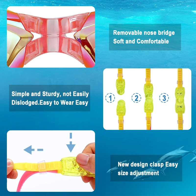 JSJM Professionelle Kinder-Schwimmbrille, beschlagfrei, UV-Schutz, wasserdichte Silikon-Schwimmbrille für Jungen und Mädchen, Schwimmbrille, Geschenk – Detail 24
