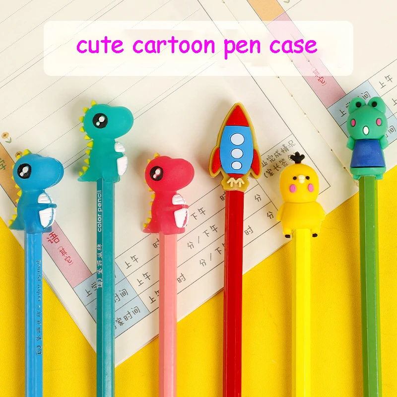 3 Pcs/pack Kawaii Cartoon Carrot Frog Chick Pencil Caps Protection Cap Pencil Extender Stationery Student Painting