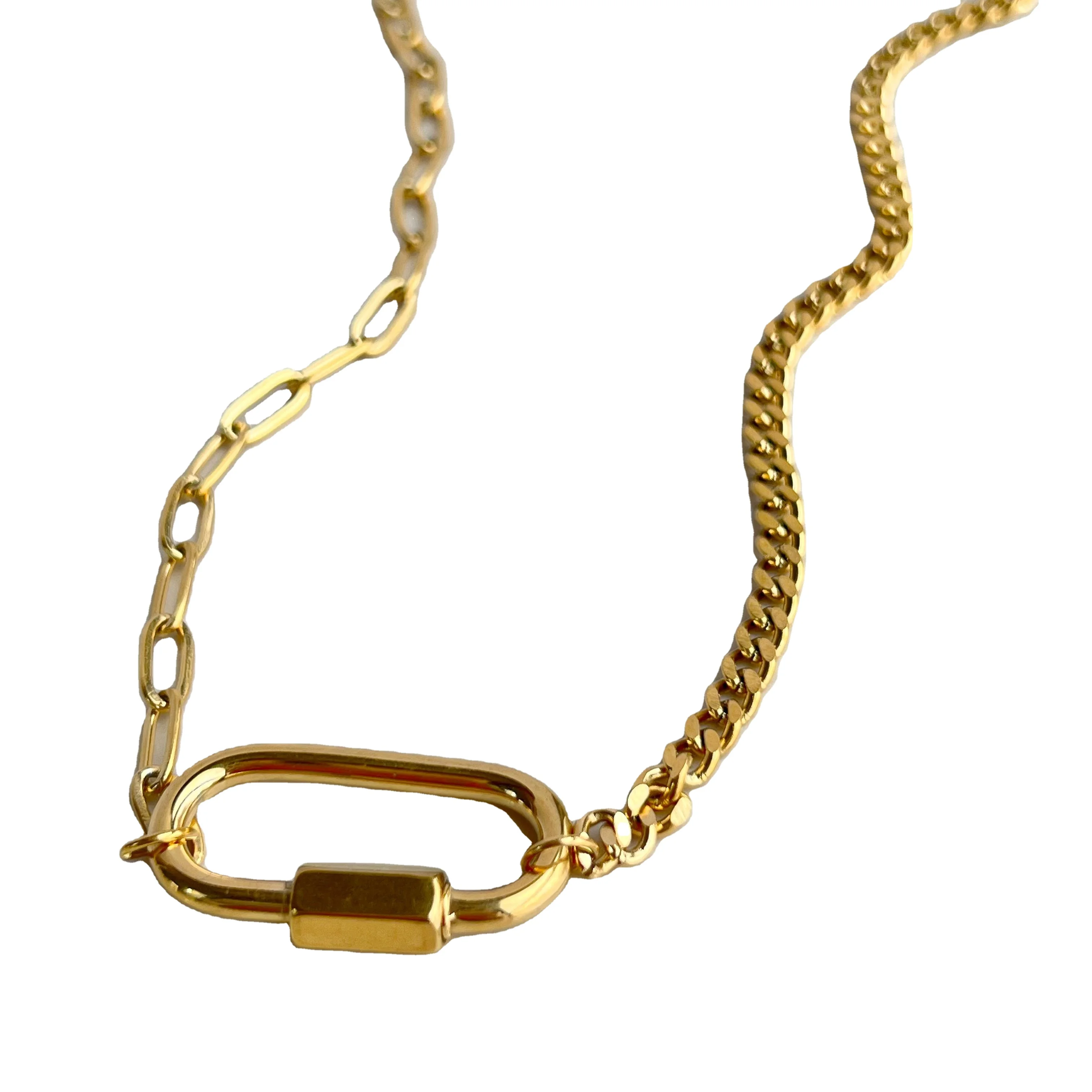 DASEIN 2025 New U Shape Pendant Cuban Chain Lock Design Necklace Stainless Steel Tarnish Free 18k Gold Plated Women Jewelry