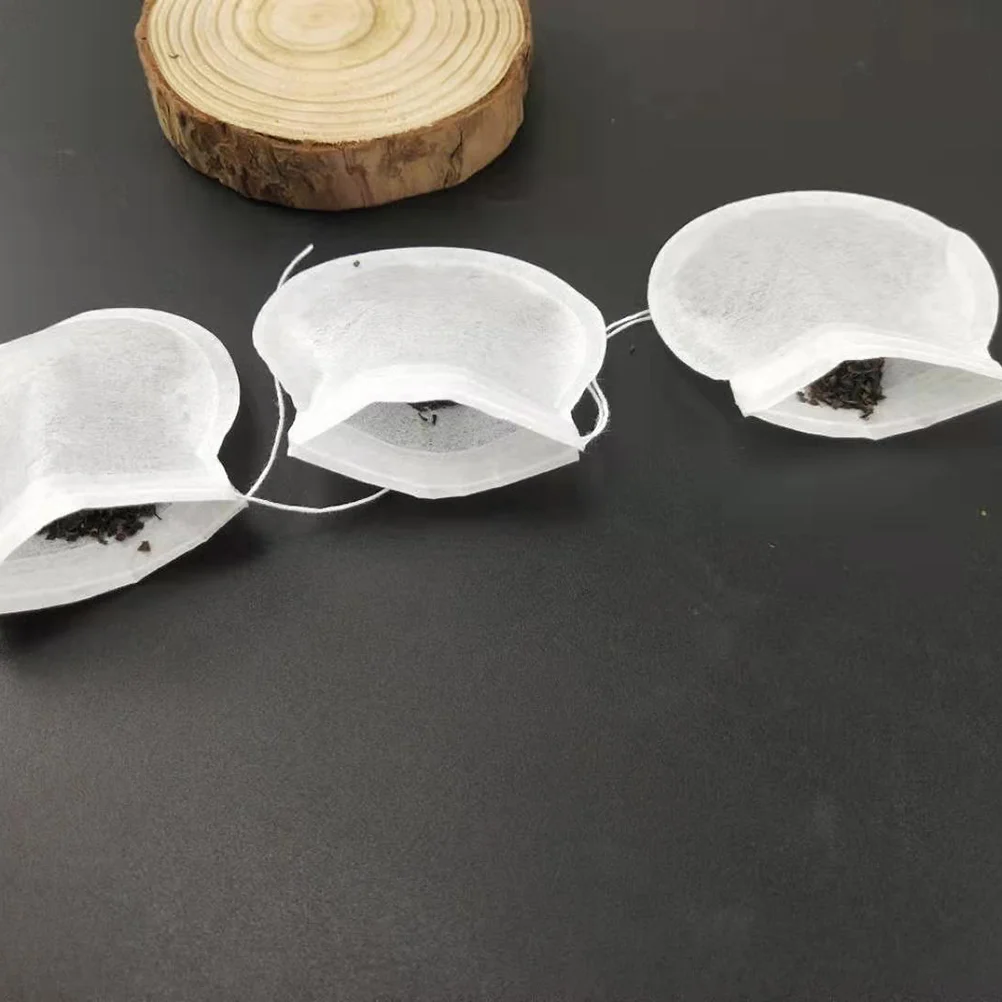 

100Pcs Khaki 7.5cm Wood Pulp Tea Bags Disposable Drawstring Pouches for Loose Leaf Tea Gift Home Cafe Office