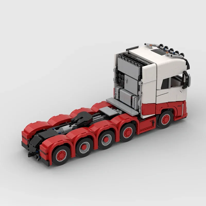 ตัวต่อรถบรรทุกเมือง โมเดล FH16 10X4 รถแทรกเตอร์ (สีแดง) ของเล่นประกอบเอง ของขวัญวันหยุด วันเกิด
