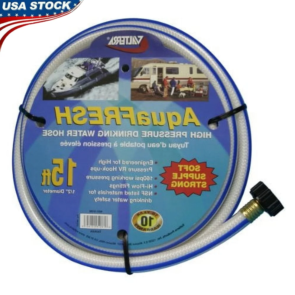

High Pressure Drinking Water Hose 1/2 Inch 15 Feet NSF Approved Adjustable Garden Hose 160 PSI Working Pressure Durable