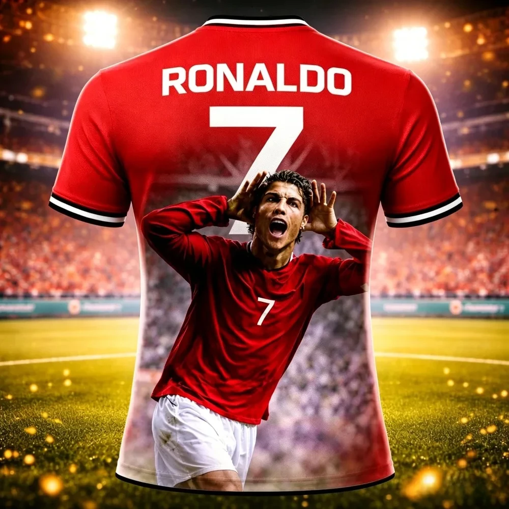 The Latest Cristiano Ronaldo 7 Manchester United Football T-shirt for Fashionable Men's and Women's Family 3D Printing Printing