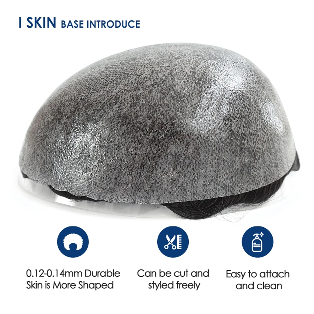 0.12-0.14mm Injected Male Hair Prosthesis Injection Thin Skin Toupee Man Wigs Human Hair Men's Capillary Prothesis For Hair Loss