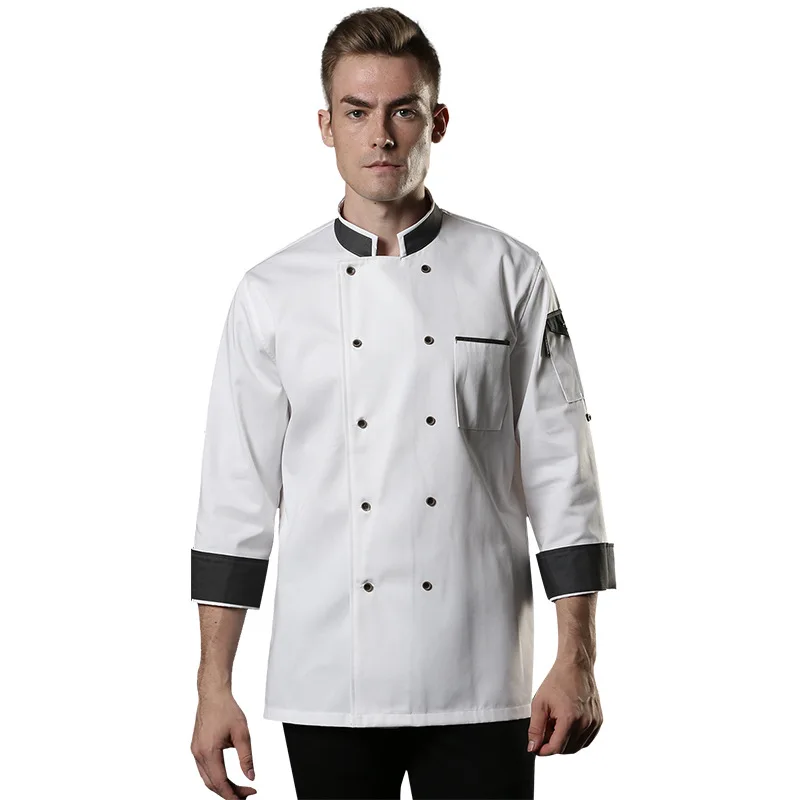 Chef Overalls Long Sleeve Autumn and Winter Clothes Men's and Women's Breakfast Shop Supermarket School Canteen Thickened Warm R