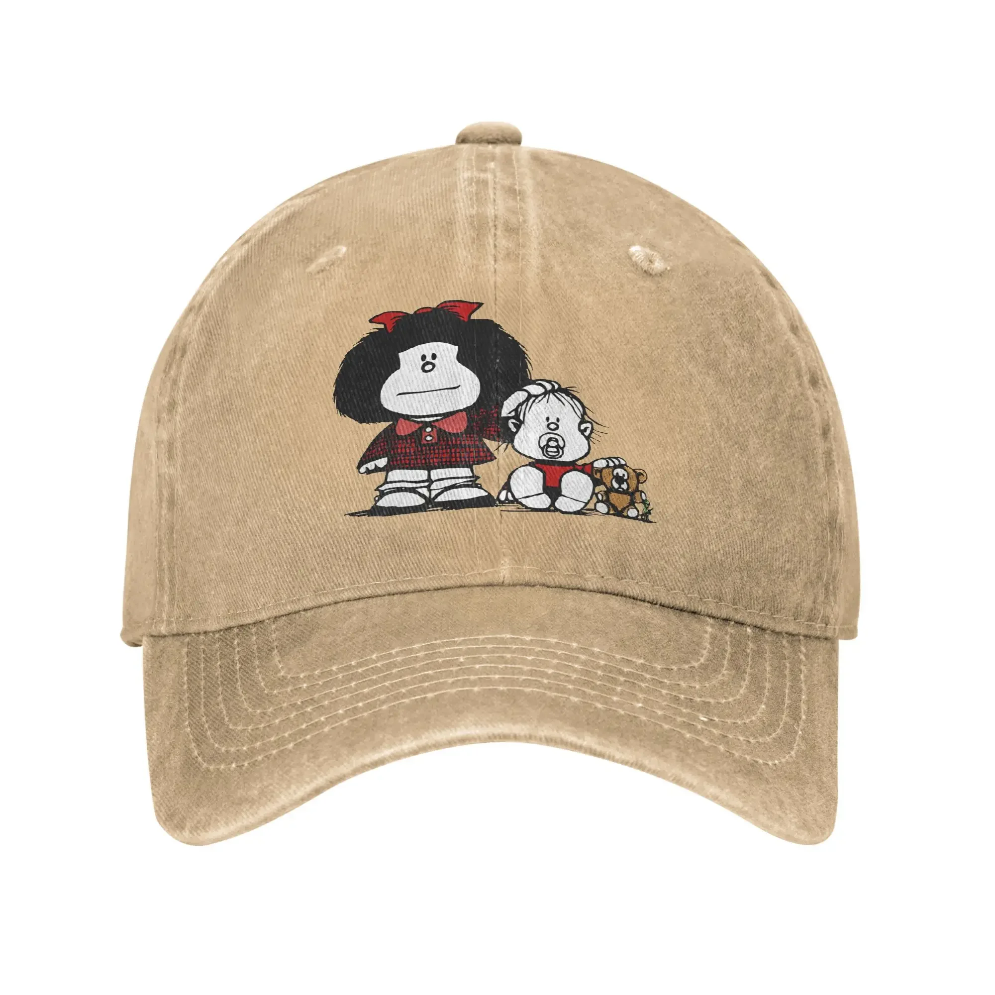 

Vintage Mafalda Hermanos Comics Cartoon Baseball Caps Unisex Distressed Denim Washed Snapback Manga Cute Outdoor Adjustable Hats