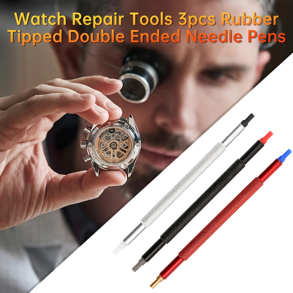 3Pcs Watch Repair Tool Double-Ended Needle Pen 6 Different Watch Apertures For Watchmaker Repair Manual Tool