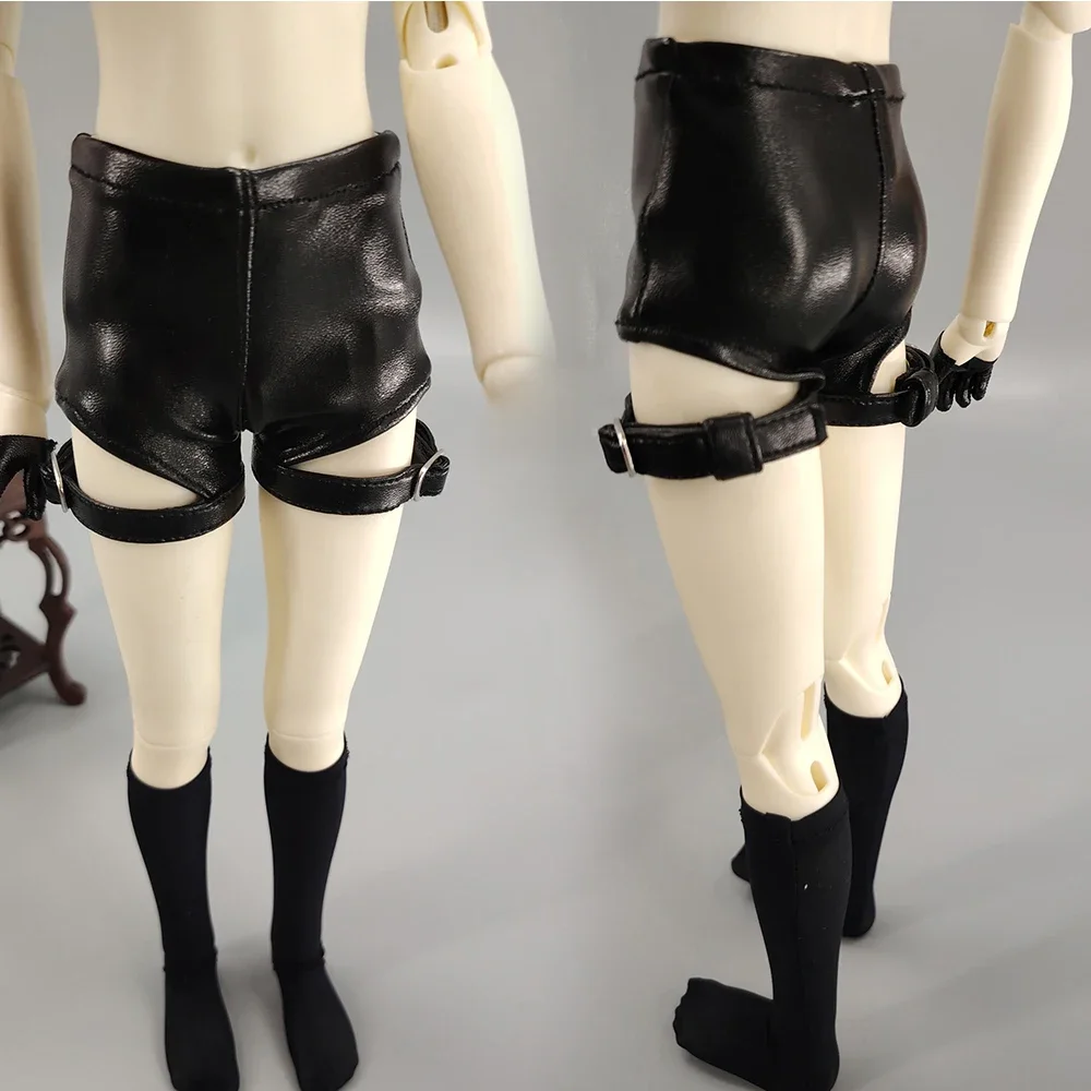 

D09-P302 children handmade toy 1/4 1/3 uncle BJD Doll clothes Elastic leg loop pu leather shorts pants 1pcs