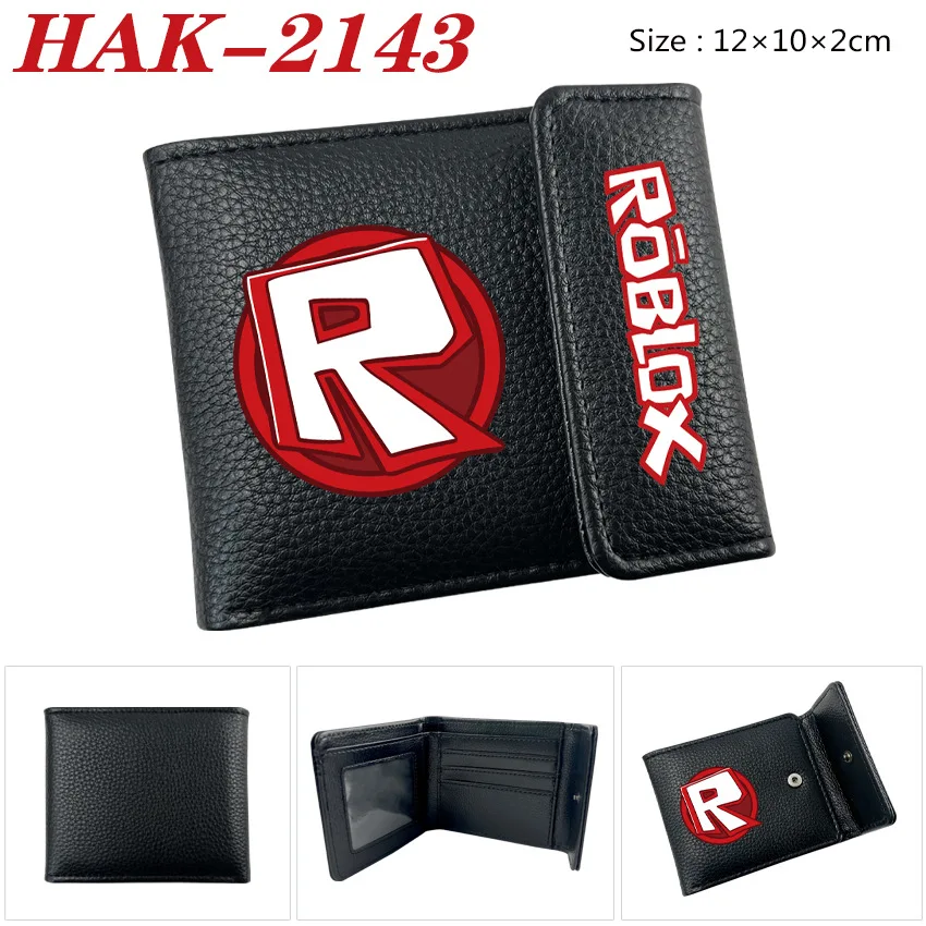 

Roblox Virtual World Game Pu Leather Printed Black Snap Button Bifold Wallet Short Wallet Unisex Cute Card Holder Gift
