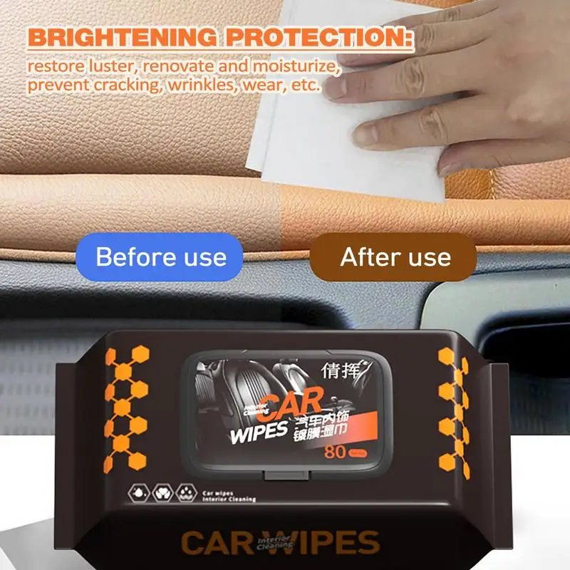 Car Interior Cleaning Wipes Multi-functional Car Dashboard Seat Leather Nursing Brightening Wipes Car Accessories Wet Wipes