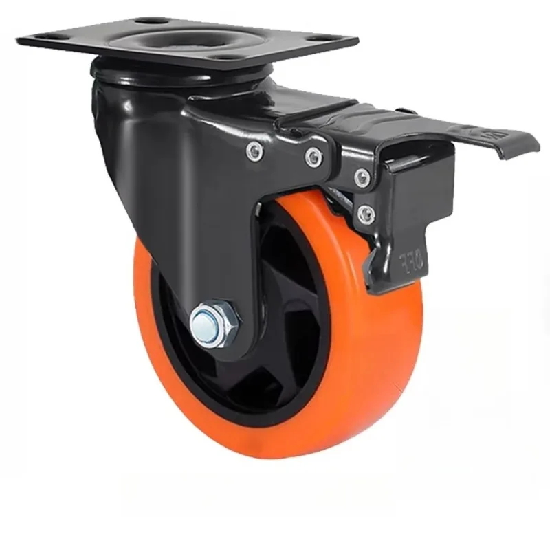 

3/4/5/6 Inch Industrial Medium 100mm Caster PVC Orange Swivel Heavy Duty