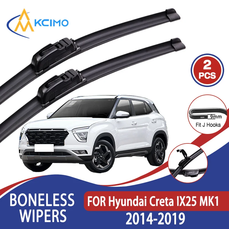 

For Hyundai Creta IX25 MK1 2014-2019 Car Wiper U-type Soft Rubber Boneless Wiper HD Quiet Durable Automotive Wiper 24"+16"