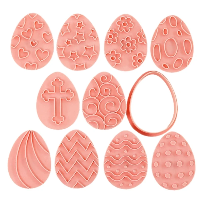 10 PCS Easter Series Cookie Cutter Plastic Material Pressable Biscuit Cutter Cookie Mould Biscuit Mold for Baking Lover