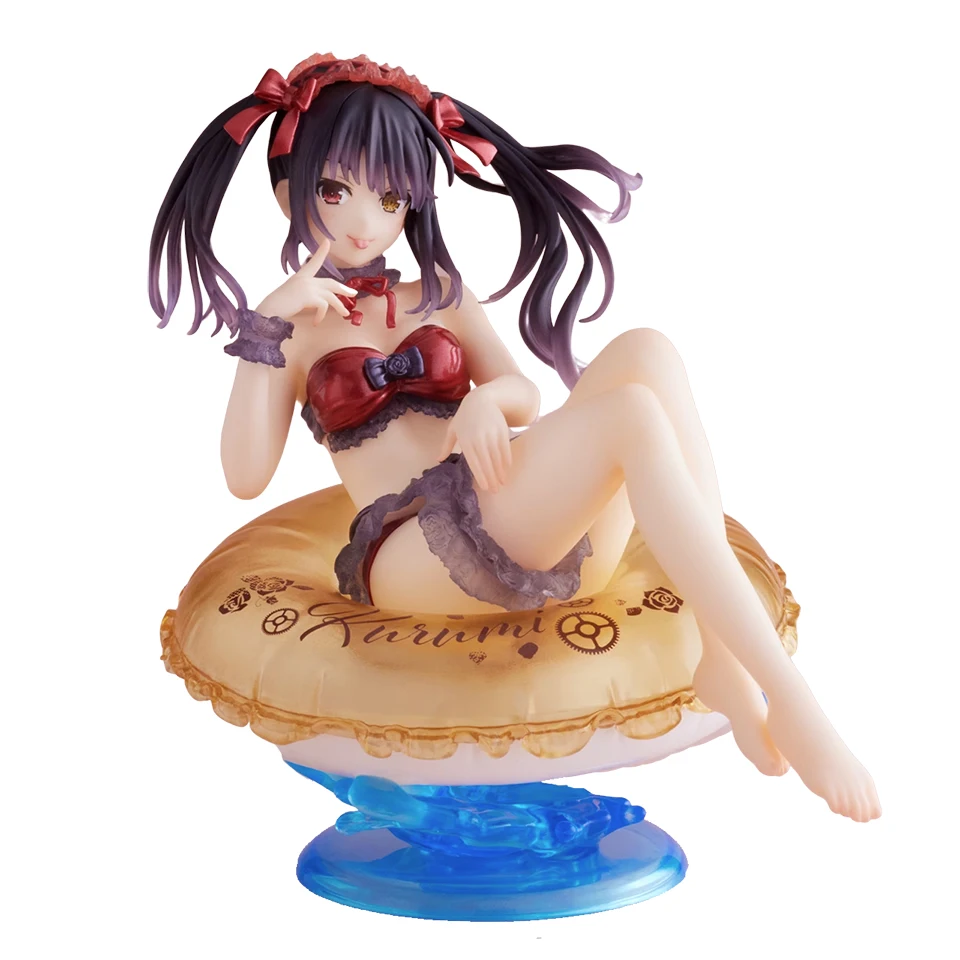 Original Genuine TAITO DATE A LIVE 10cm Tokisaki Kurumi Pool Party Anime Collection Model Toy For Christmas Gift