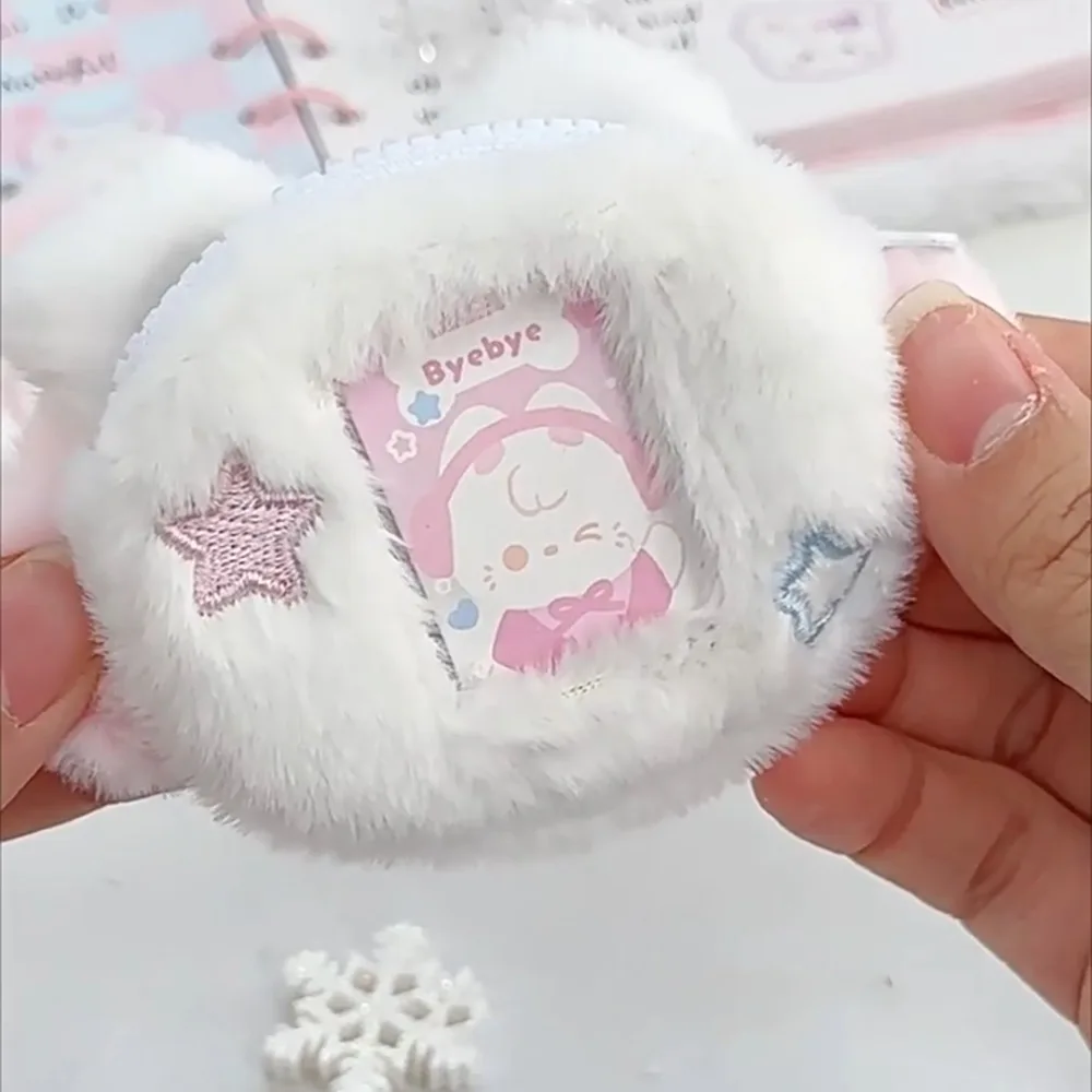 Kawaii สัตว์ตุ๊กตาเหรียญกระเป๋าสัตว์ Soft Badge จี้ตุ๊กตา Fluffy พวงกุญแจมินินิ้ว Photo Card ฝาครอบหูฟัง