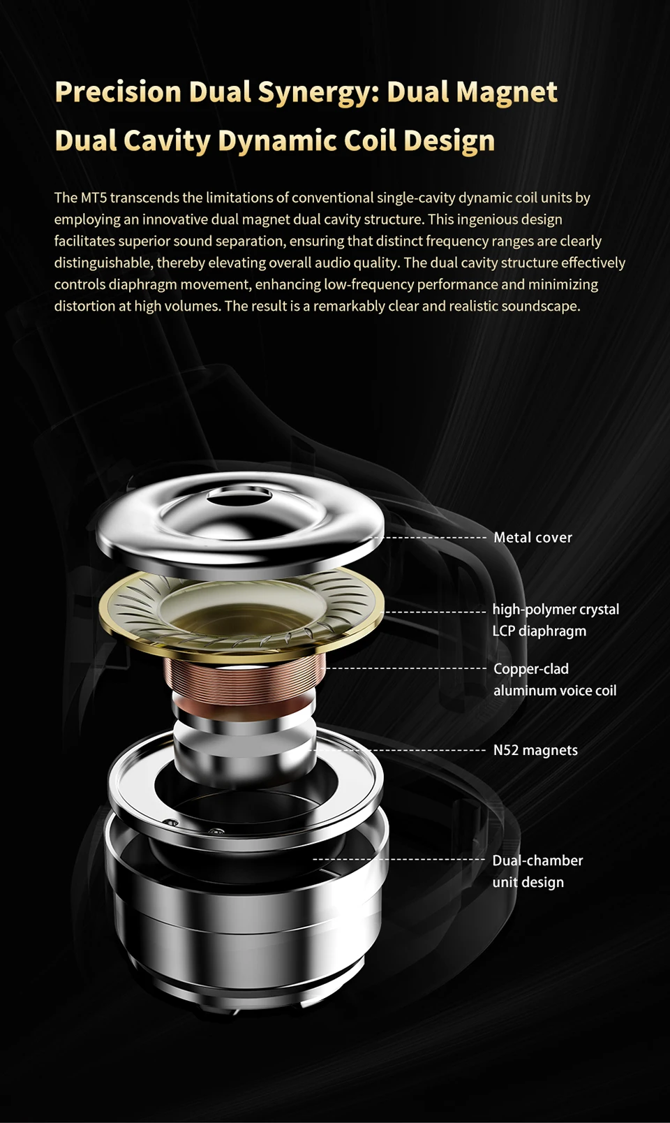 TRN MT5 Earphones Dual Dynamic Driver In-Ear Monitors Headphones