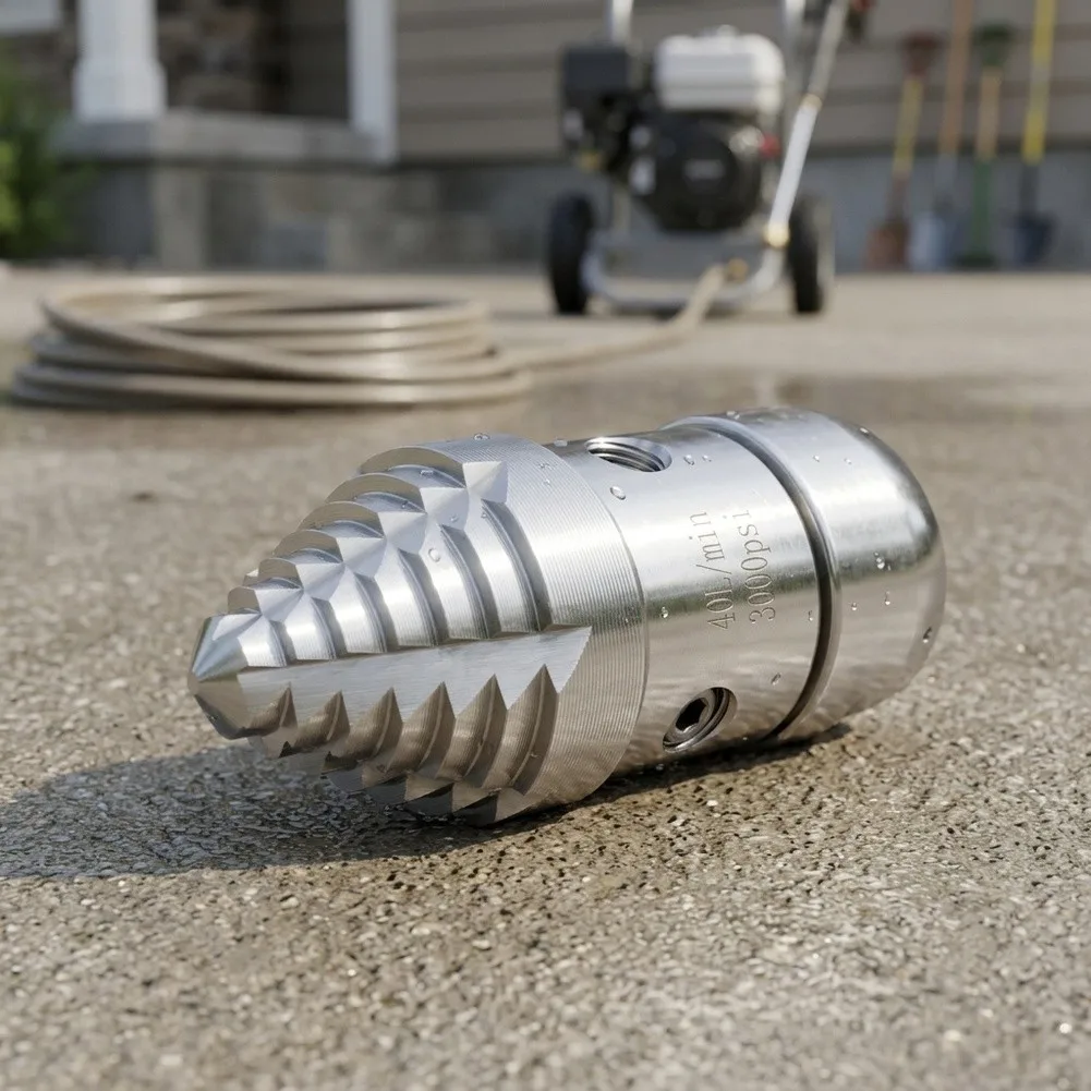 360 Degree Rotating Sewer For Jetter Nozzle for 3000 PSI Pressure Washers with 38 Inch NPT Thread Compatibility