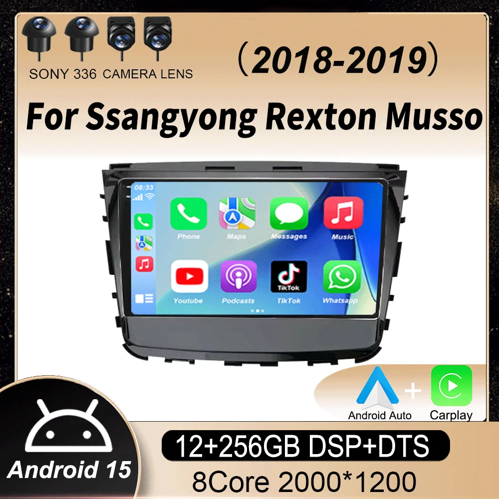 

Android15 Carplay Auto For Ssangyong Rexton Musso 2018 2019 Multimedia Navigation Car Radio Player Head Unit GPS WIFI+4G Stereo
