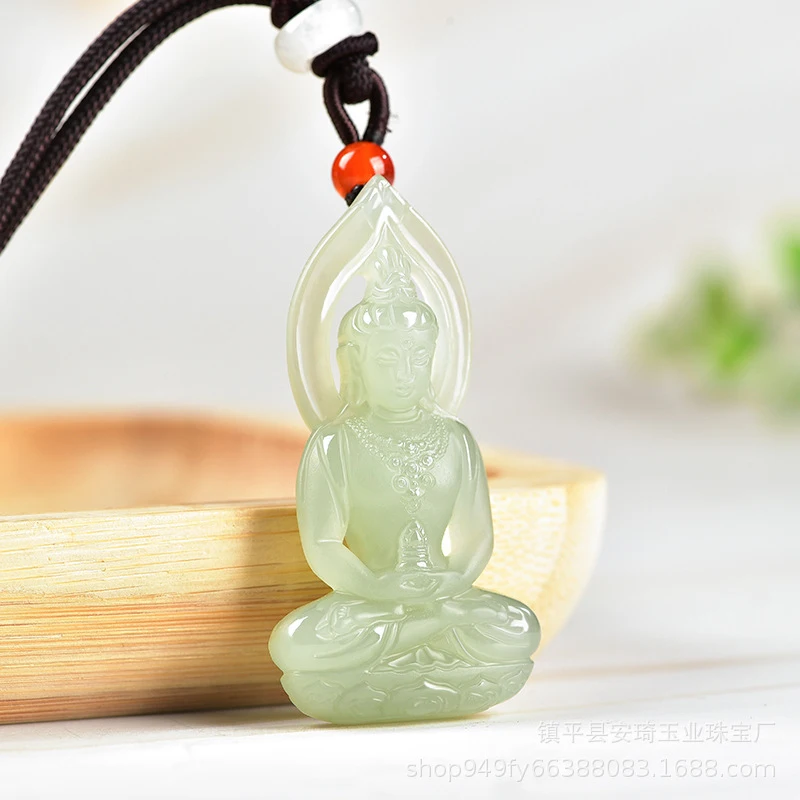 Hotan Bottle Guanyin Bodhisattva Pendant Men's Ornament Hollow Jade Necklace
