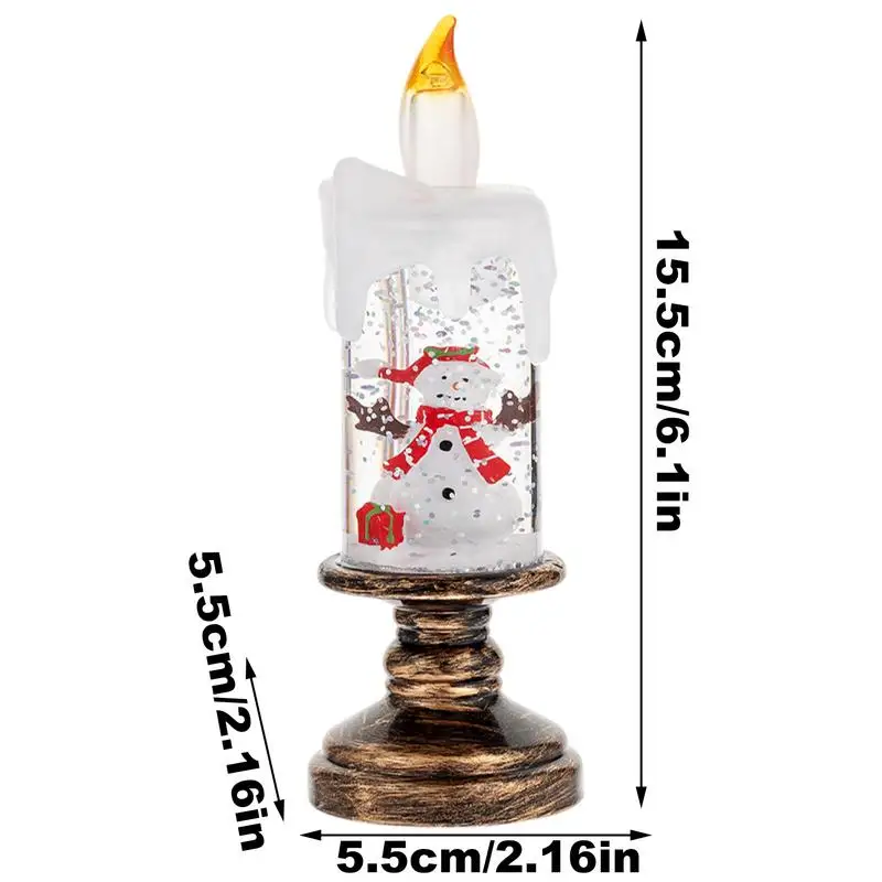 Decorazioni natalizie Luci di candela Candele per finestre di Natale Luci LED Candele a colonna tremolante Luce di candela con globo di neve