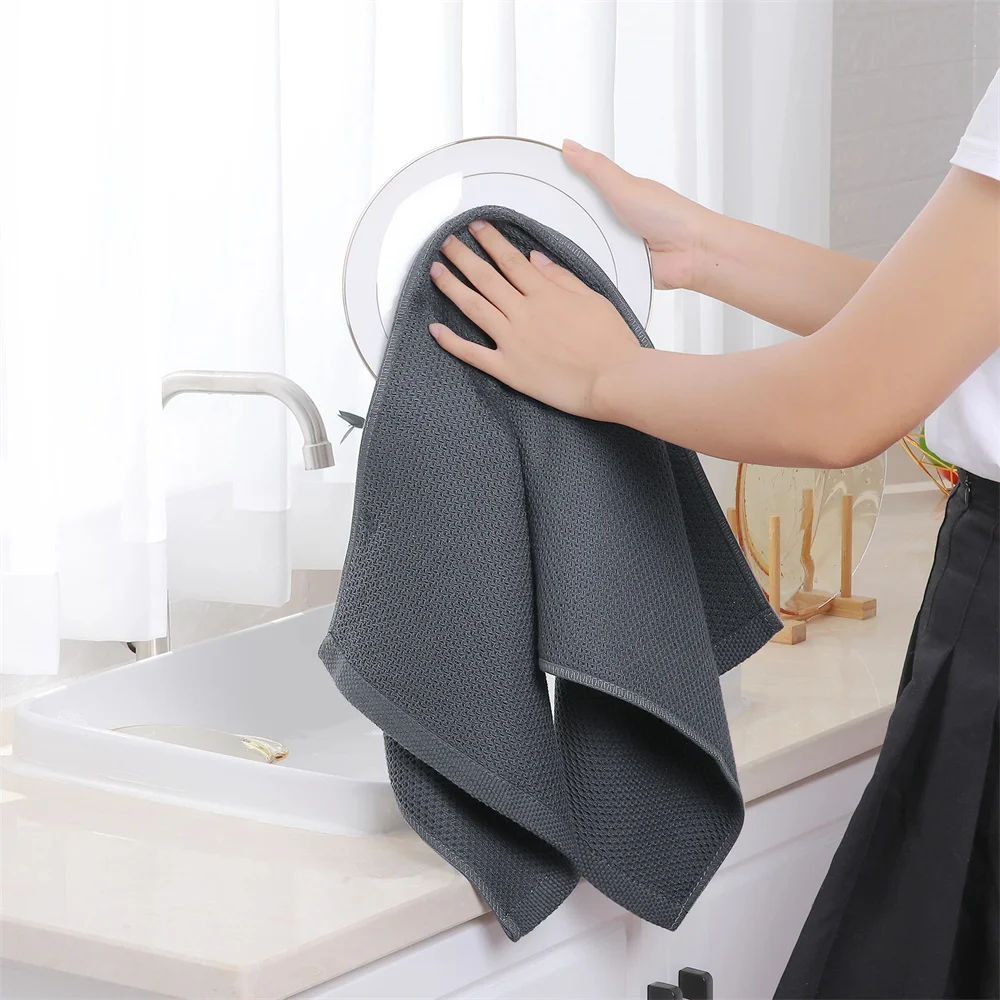 Homaxy 4/6Pcs Cotton Kitchen Towels Ultra Soft Dishcloth Magic Cleaning Cloth Absorbent Cleaning Towel Thickened Wipe Wash Towel