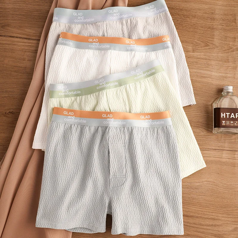 Men's Aro Pants Cotton Plus-Size Underwear, Men's Boxer Briefs, Loose Fit, Breathable, Youth Home Shorts, Four-Corner Underwear