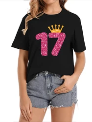 Happy Birthday Shirt, Girls 17th Party 17 Years Old Bday t-shirts for women graphic tees funny graphic tees for women