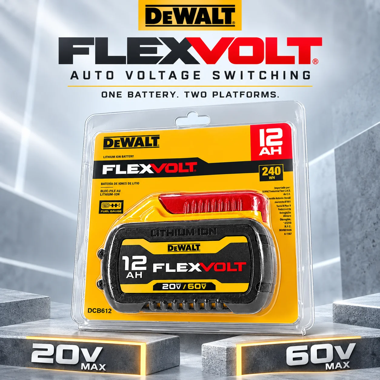 60V 12Ah DEWALT Battery 20V/ 60V FLEXVOLT High Capacity Battery DCB612 DCB609 DCG606 For 18V/ 54V MAX Cordless Power Tool