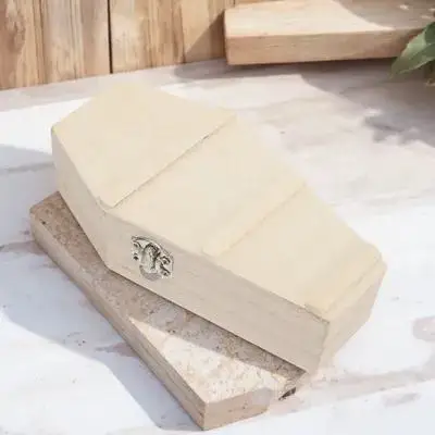 صندوق تخزين نعش الهالوين، علبة حلوى خشبية، دعامة تزيين حرفية، نعش صغير غير مكتمل لهدايا الحفلات #6