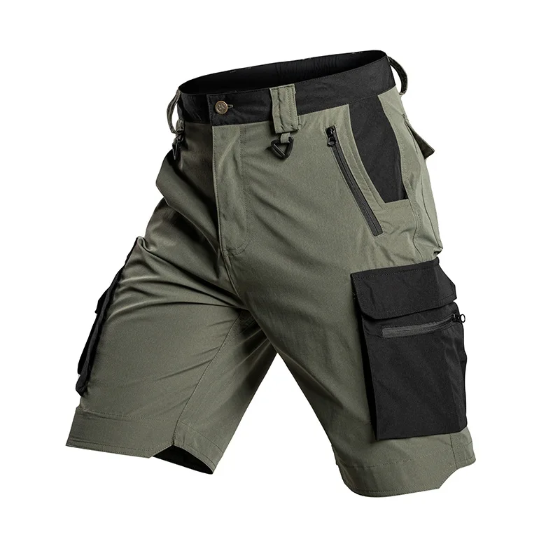 Fishing Multi-Pocket Cargo Shorts Men Wear-Resistant Tactical Pant Summer Thin Waterproof Quick Dry Outdoor Training Work Shorts