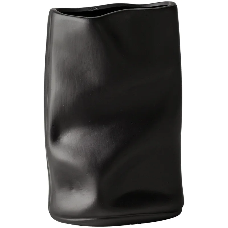 Ceramic Vase Irregular Wrinkles Origami Vase Ceramic Handicrafts Flower Arrangement Accessories Terrarium Home Decoration