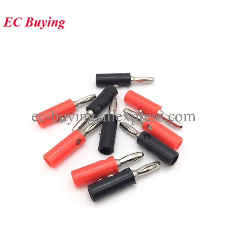 10pcs Audio Speaker Wire Banana Plug Connectors 4mm Adapter Real Cable Entry