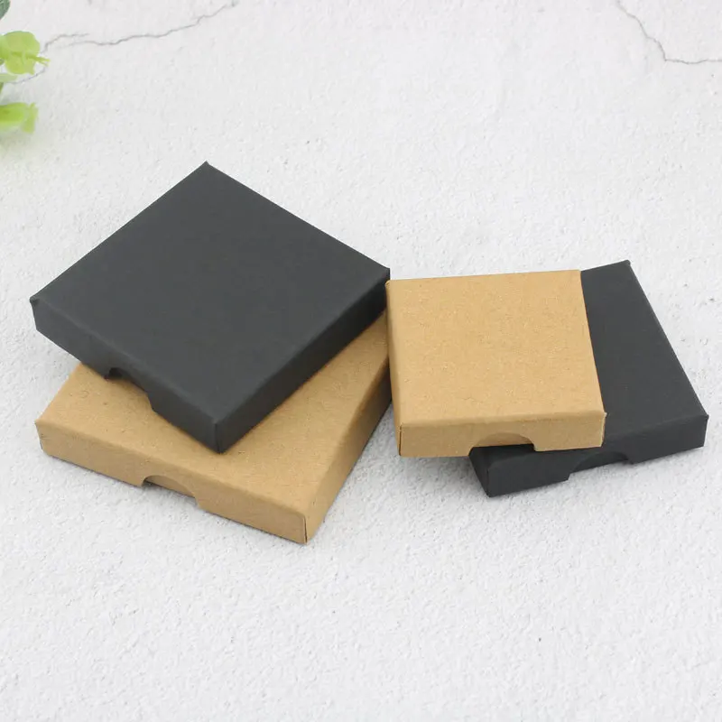 10pcs Simple Kraft Jewelry Box Square with Lid 6cm 8cm 9cm Necklace Bracelet Earring Storage Organizer Gift Packaging Display