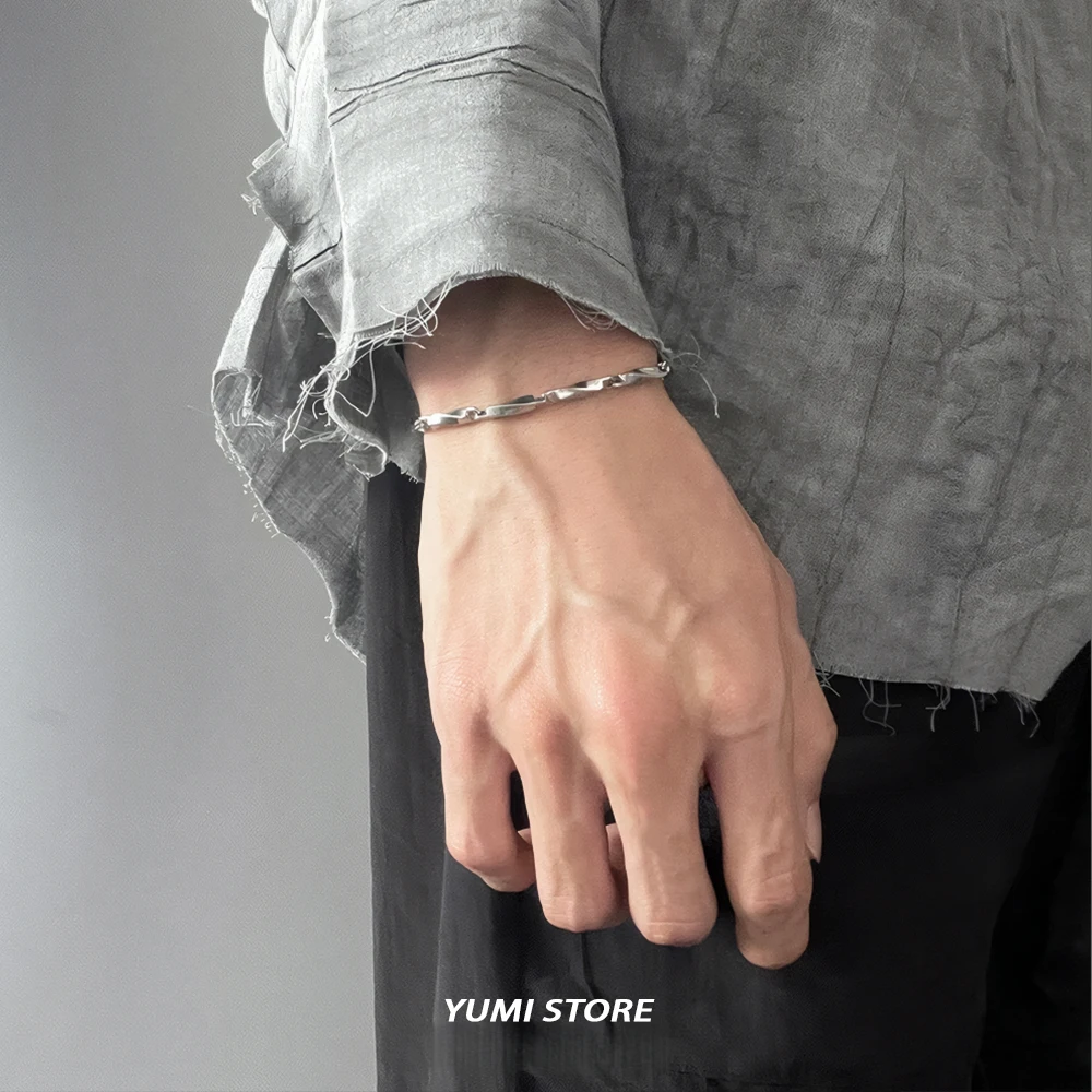 Mobius Chain Bracelet for Men Titanium Steel Geometric Twist Link Minimalist Punk Streetwear Jewelry Gift for Couple