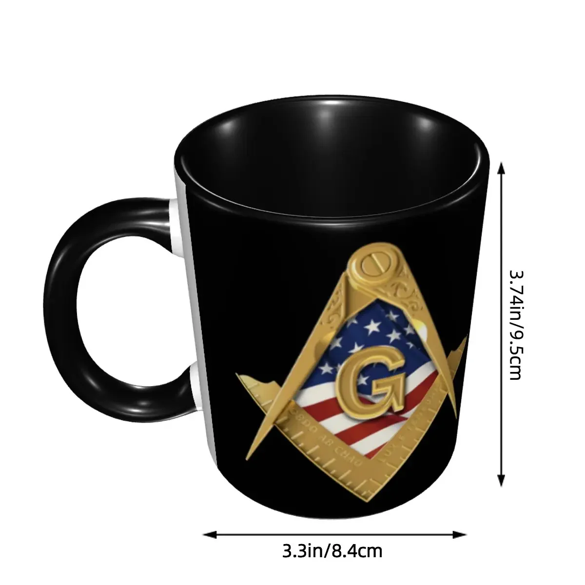American USA Flag Square And Compass Masonic Freemason Mug Personalized Ceramic Coffee Mug Cup Creative Present