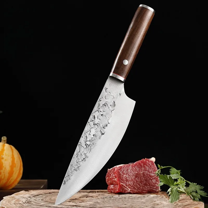 

Butcher's Knife Hand Forged Kitchen Knife Cleaver Stainless Steel Chopping Cutter Meat With Wood Handle Couteau Cuisine