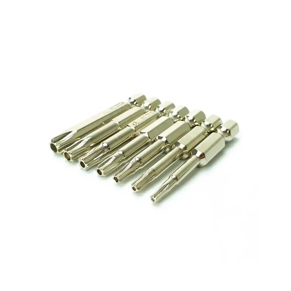7 Pcs 5 Point Torx Screwdriver Bits 50mm S2 Magnetic Star Screw Driver 1/4