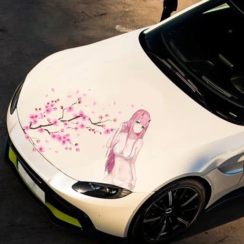 

Zero Two японского аниме-автомобиля Livery Darling in The FranXX манга тематическая наклейка на капюшон литая виниловая наклейка универсальный размер наклейки