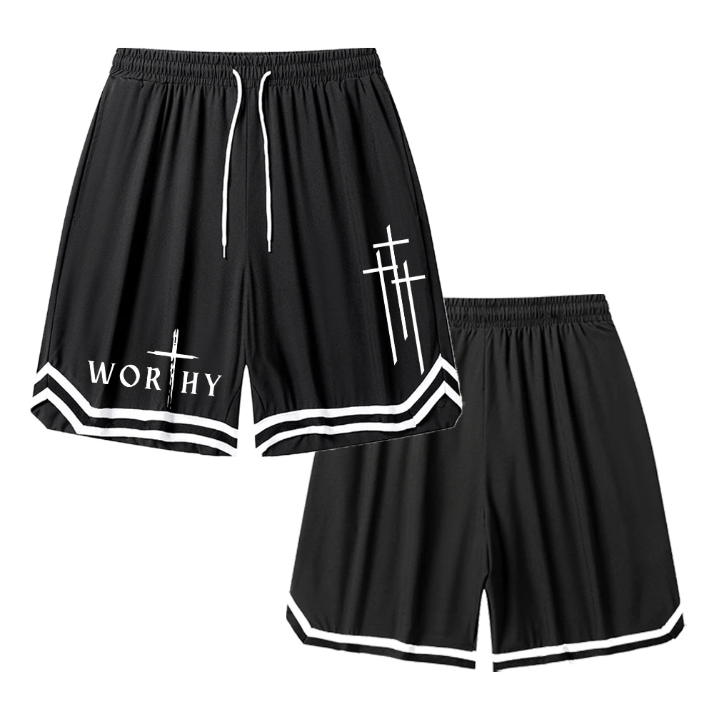 

Спортивные шорты с перекрестным принтом для фитнеса и бега, полосатые шорты средней длины, быстросохнущие пляжные шорты на шнурке с карманами