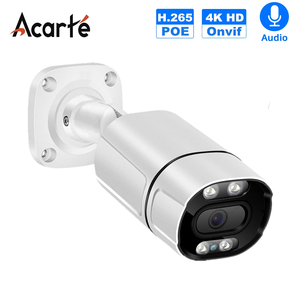 

Acarte Outdoor POE IP Camera 4k 8mp HD Infrared Night Vision IP Security Bullet Camera