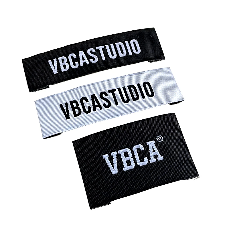 Custom Brand Name Clothing Woven Label Garment Fabric Label with Logo End Fold/Center Fold Hight Quality Woven Tags