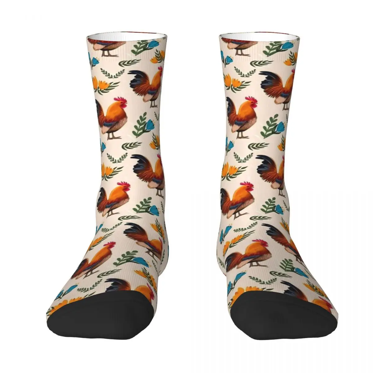 Folk Art Chickens Socks Autumn Florla Print Stockings Fashion Unisex Quality Socks Pattern Outdoor Sports Anti Sweat Socks