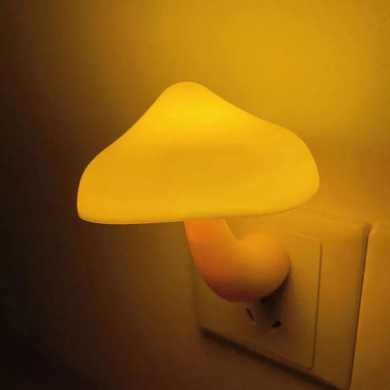 Led Night Light Mushroom Wall Lamp Light-control Sensor Socket Lights Bedroom Soft Lighting Home Decor Christmas Gift for Kids