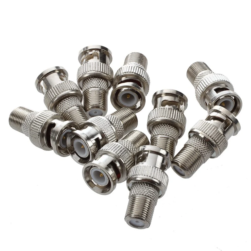 ABGN 10 Buah Konektor Kabel Coax Kamera CCTV BNC Male To F Female & 10 Buah Konektor Kabel Coaxial CCTV RG59 BNC Female