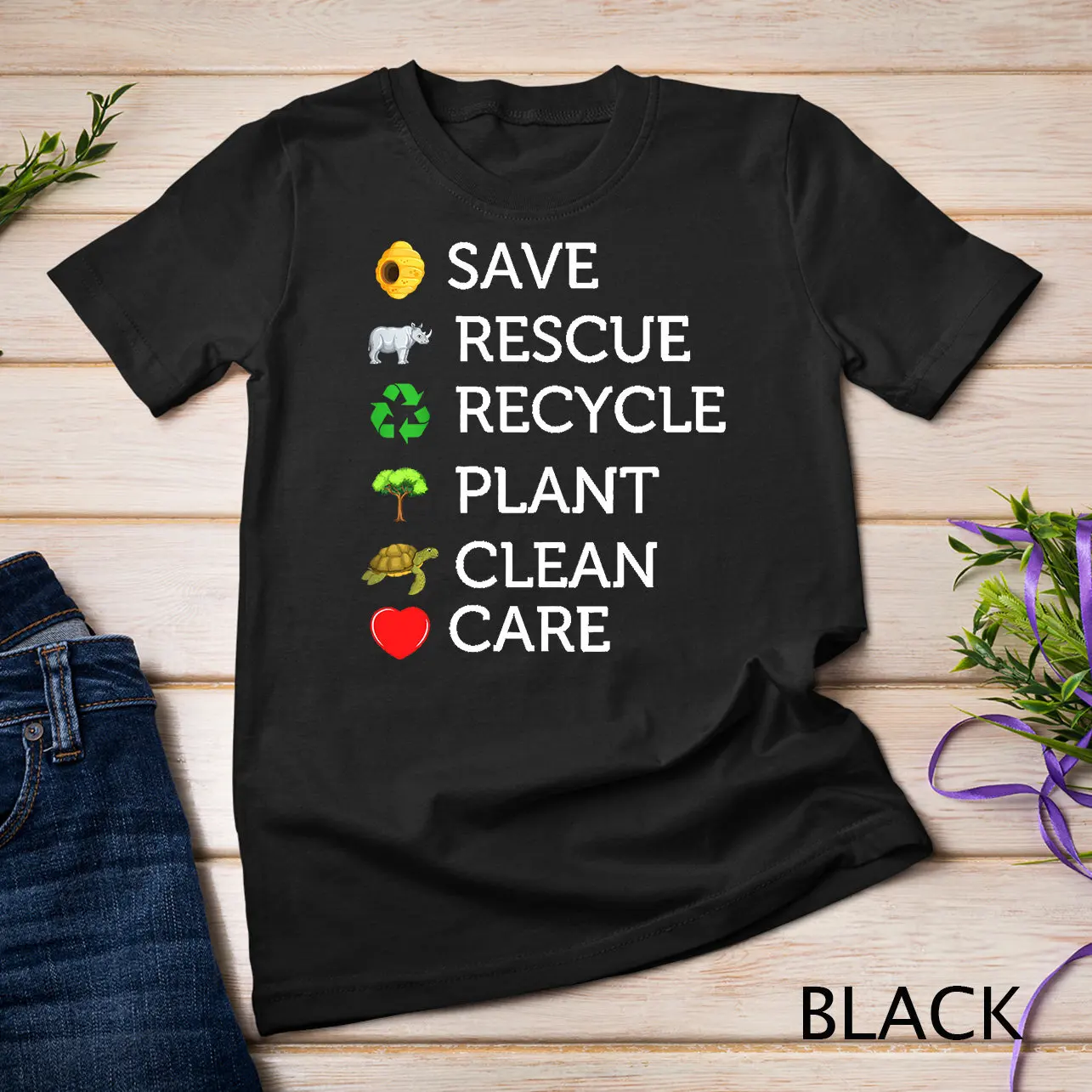 Earth Day Save Rescue Plant Clean Care Turtle Animal Recycle T Shirt Sweat