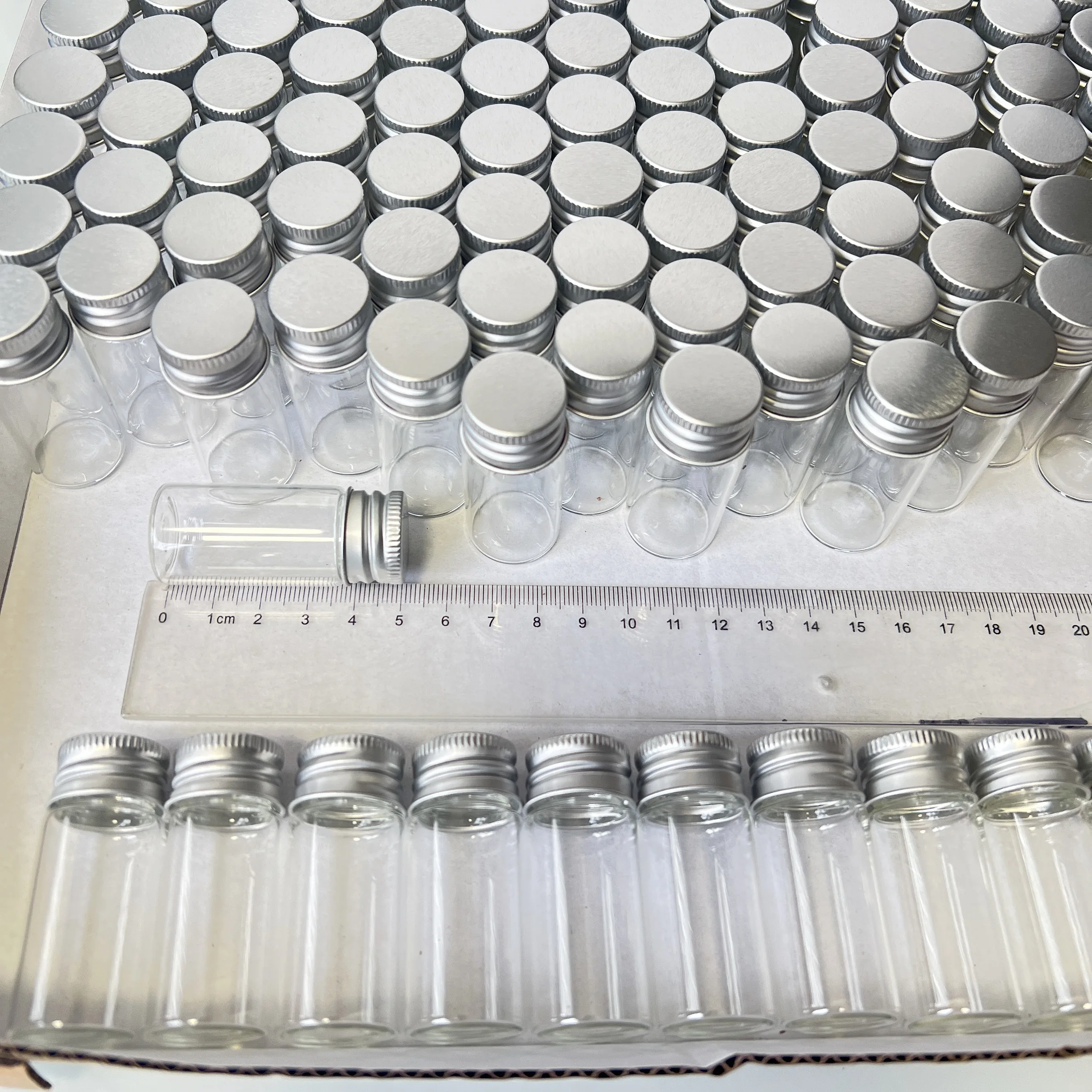 45/70/100 PCS 10ml Clear Glass Bottles with Silver Screw Caps 13×22×50mm Mini Storage Vials Essential Oils Decorative Test Tubes