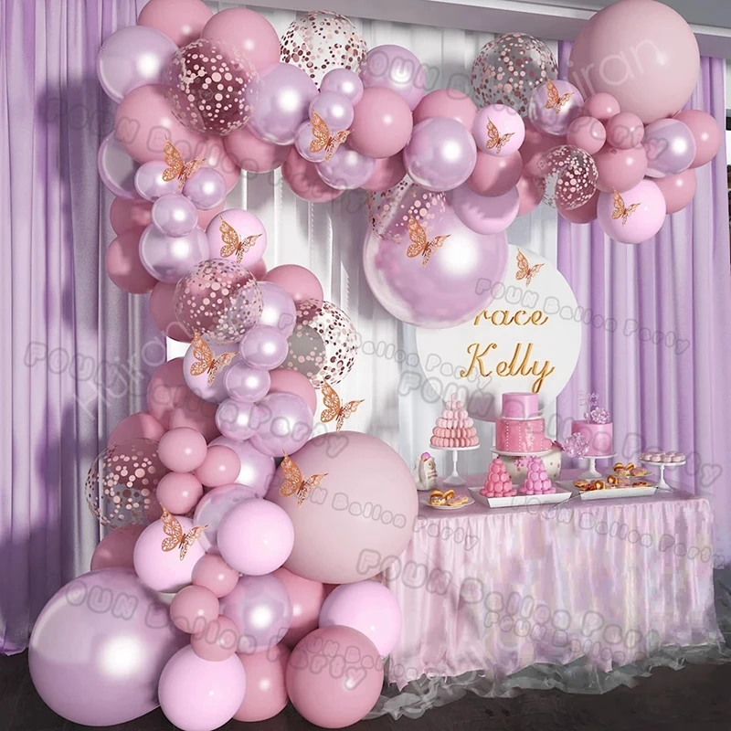 Kit arco ghirlanda di palloncini rosa decorazioni per feste di compleanno per bambini lamina di compleanno palloncino in oro bianco decorazioni per