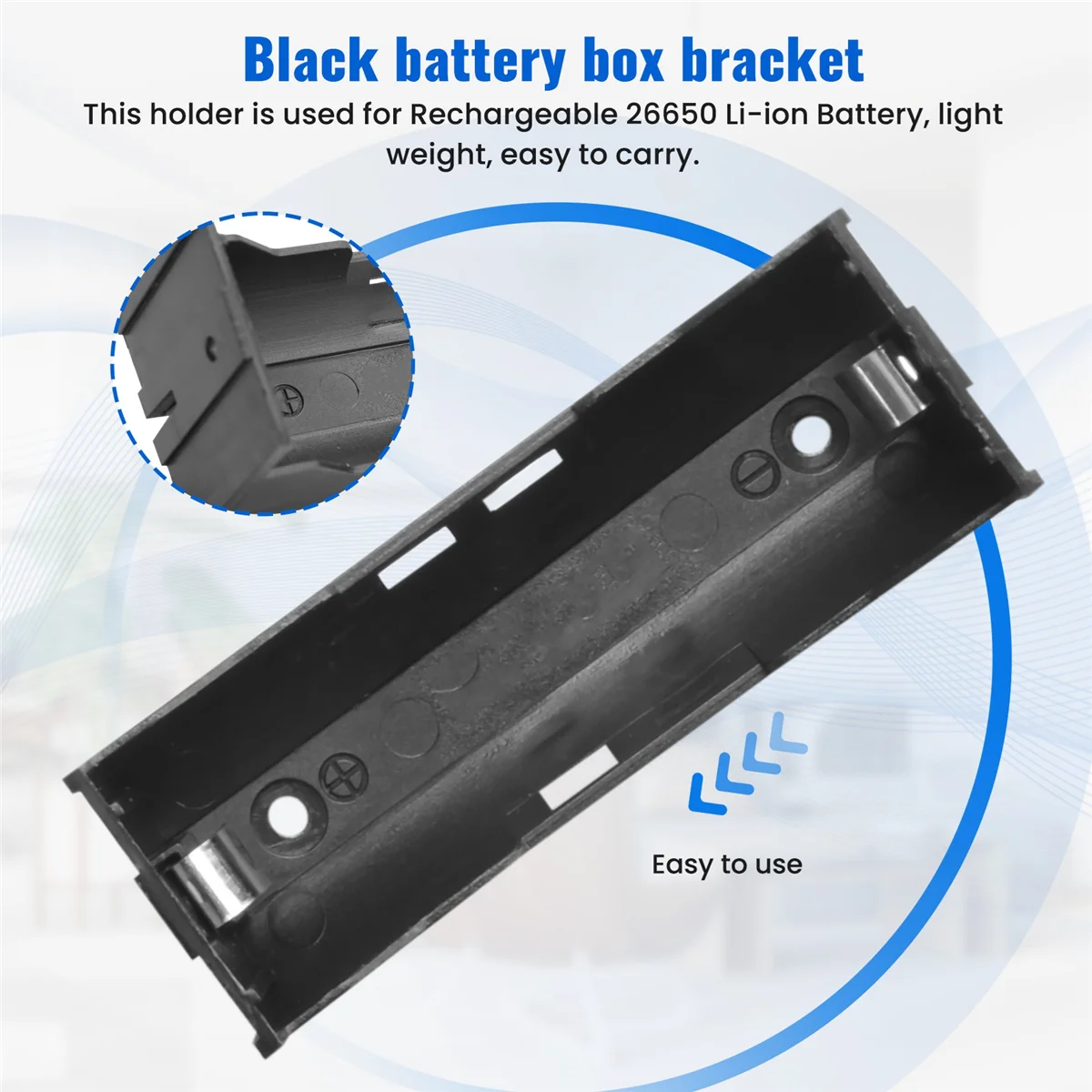 ممتاز! صندوق تخزين بلاستيكي واحد 26650 لحامل البطارية 10 قطع باللون الأسود