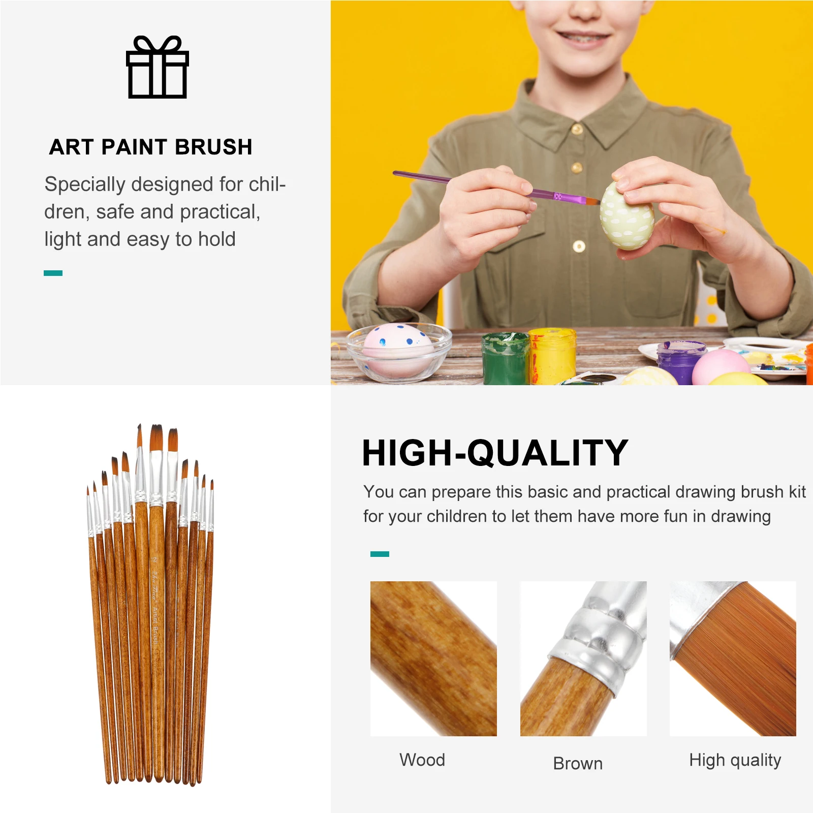 

Watercolor Brush Set Professional Paint Brushes Oil Painting Supplies Wooden Handle Nylon Hair Stainless Steel Tip Art Tools